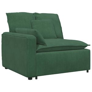 vidaXL Module d'extr&eacute;mit&eacute; d'accoudoir de canap&eacute; modulaire avec coussins vert fonc&eacute; 100 cm