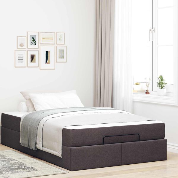 vidaXL Cadre de lit avec matelas avec matelas 2 pcs Tan tissu