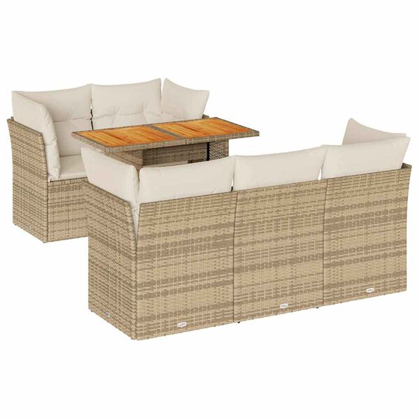 vidaXL Salon de jardin avec coussins 6 pcs beige r&eacute;sine tress&eacute;e