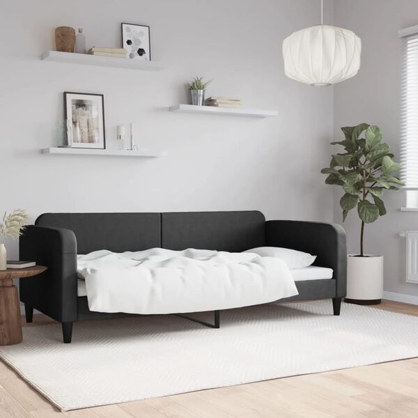 vidaXL Lit de repos sans matelas noir 90x200 cm tissu