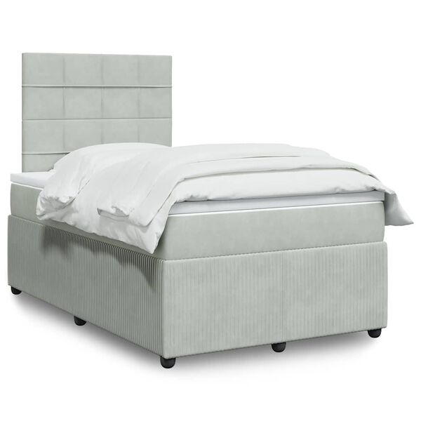 vidaXL Sommier &agrave; lattes de lit et matelas gris clair 120x190cm velours