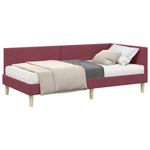 vidaXL Cadre de lit d'angle avec matelas Autre 2 pi&egrave;ces Gris tissu