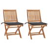 vidaXL Chaises de jardin lot de 2 et coussins anthracite Bois de teck