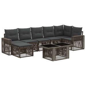 vidaXL Ensemble de canap&eacute; de jardin 8 pc Gris et Gris fonc&eacute; polyrotin