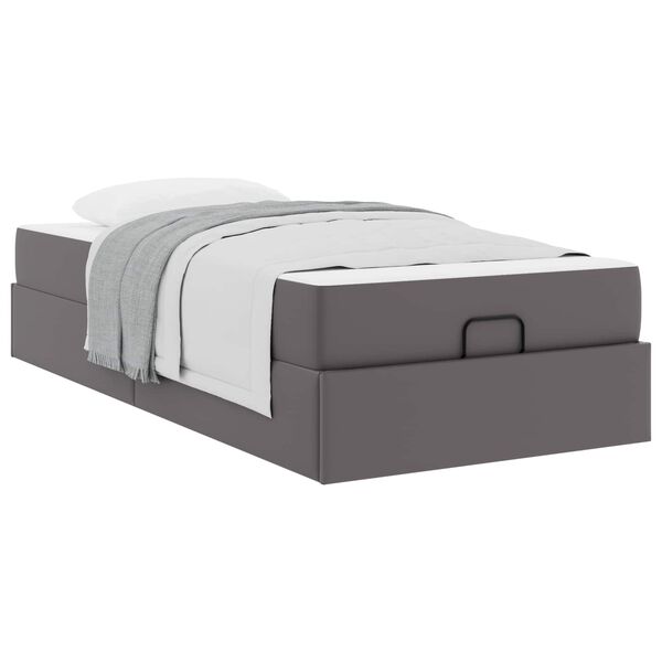vidaXL Cadre de lit avec matelas avec matelas 2 pcs Gris PVC