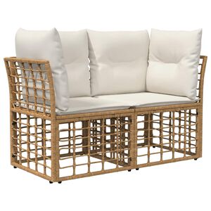 vidaXL Loveseat d'ext&eacute;rieur 2 pc 2 place Blanc Naturel et Cr&egrave;me