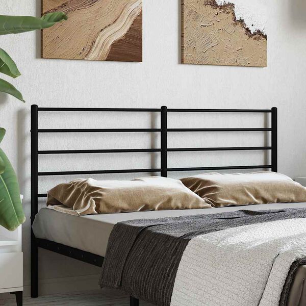 vidaXL T&ecirc;te de lit de remplacement m&eacute;tal noir 160 cm