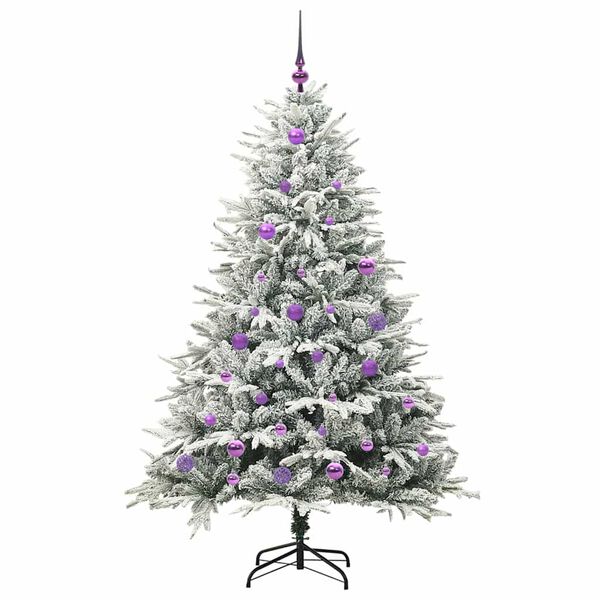 vidaXL Arbre de No&euml;l artificiel pr&eacute;-&eacute;clair&eacute; avec ensemble de boules