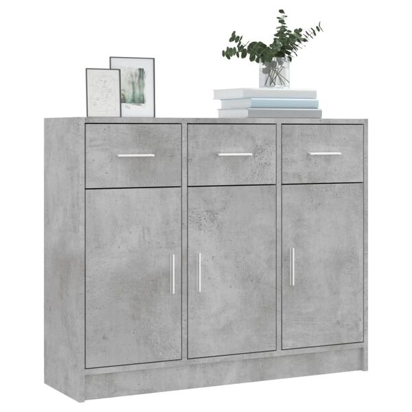 vidaXL Buffet gris béton 91x28x75 cm bois d'ingénierie