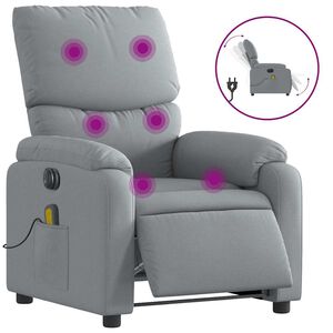vidaXL Fauteuil de massage inclinable &eacute;lectrique gris clair tissu