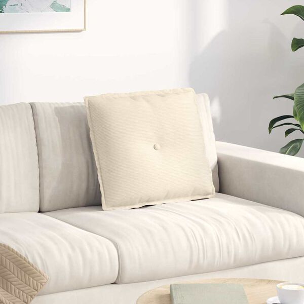 vidaXL Coussin de Dos Cr&egrave;me 50 x 45 cm Tissu en velours c&ocirc;tel&eacute;