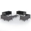 vidaXL Salon de jardin 9 pcs avec coussins R&eacute;sine tress&eacute;e Gris fonc&eacute;