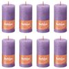 Bolsius Bougies pilier rustiques Shine 8 pcs 100x50 mm Violet vibrant