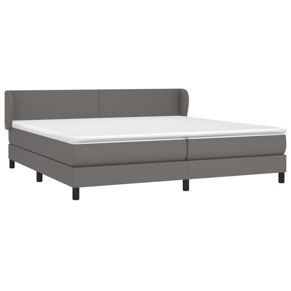 vidaXL Sommier &agrave; lattes de lit avec matelas Gris 200x200 cm Similicuir