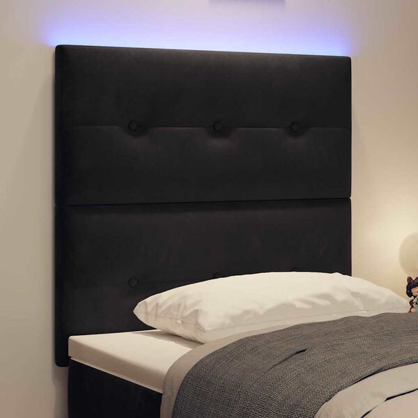 vidaXL T&ecirc;te de lit avec des lumi&egrave;res &agrave; LED R&eacute;glable Noir 80 cm Velours