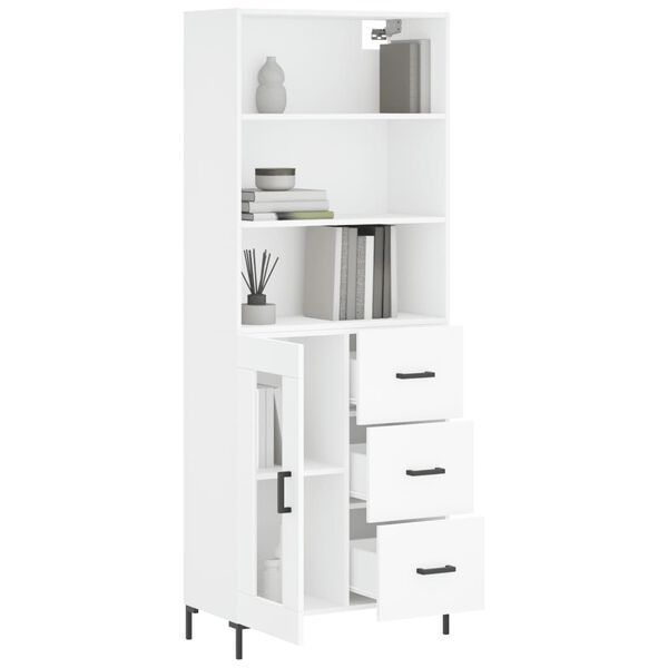 vidaXL Buffet haut Blanc 69,5x34x180 cm Bois d'ing&eacute;nierie