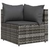 vidaXL Canap&eacute; d'angle de jardin avec coussins gris r&eacute;sine tress&eacute;e