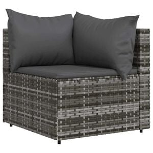 vidaXL Canap&eacute; d'angle de jardin avec coussins gris r&eacute;sine tress&eacute;e