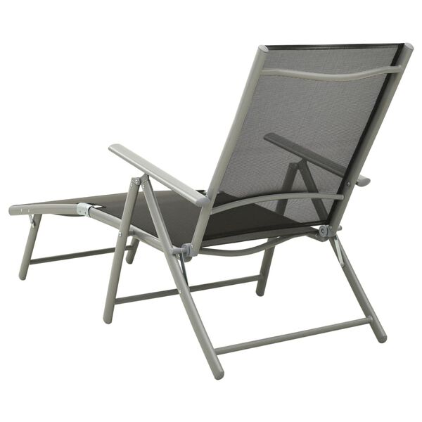 vidaXL Chaise longue pliable Textil&egrave;ne et aluminium noir et argent&eacute;
