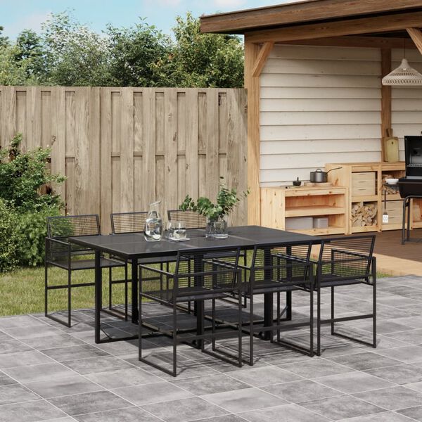 vidaXL Ensemble à manger de jardin 7 pcs Noir Résine tressée
