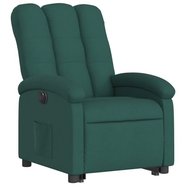 vidaXL Fauteuil inclinable &eacute;lectrique vert fonc&eacute; tissu
