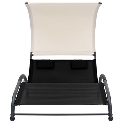 vidaXL Chaise longue double avec auvent textilène noir