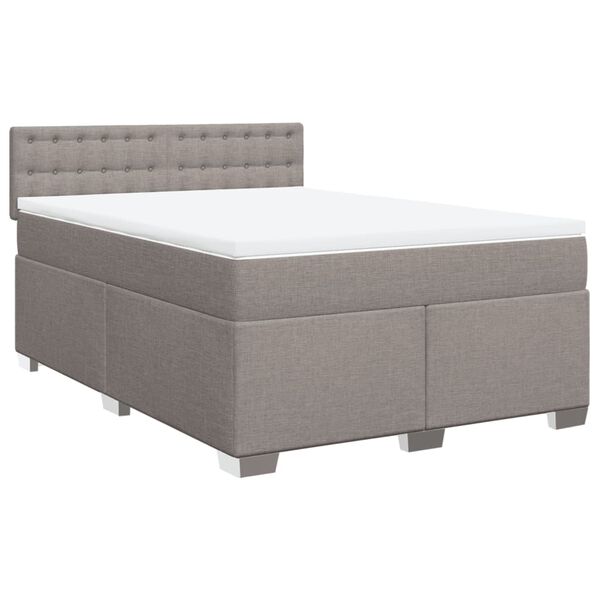 vidaXL Sommier &agrave; lattes de lit avec matelas Taupe 160x200 cm Tissu