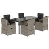 vidaXL Ensemble &agrave; manger de jardin et coussins 7 pcs gris clair rotin