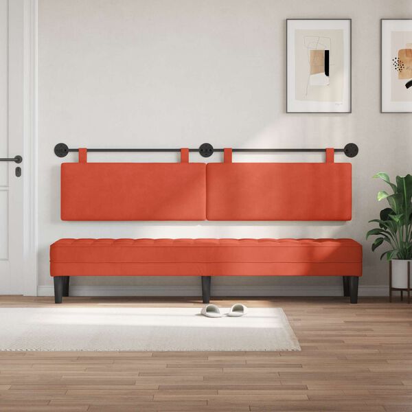 vidaXL T&ecirc;te de lit suspendue Uni Rouge orange 210 x 55 x 5 cm