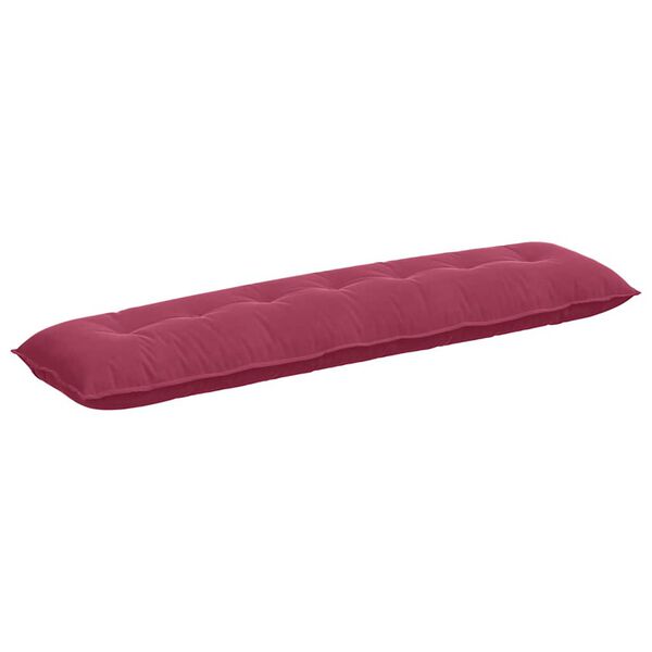 vidaXL Coussin de Dos Bordeaux 200 x 50 cm Tissu en velours c&ocirc;tel&eacute;