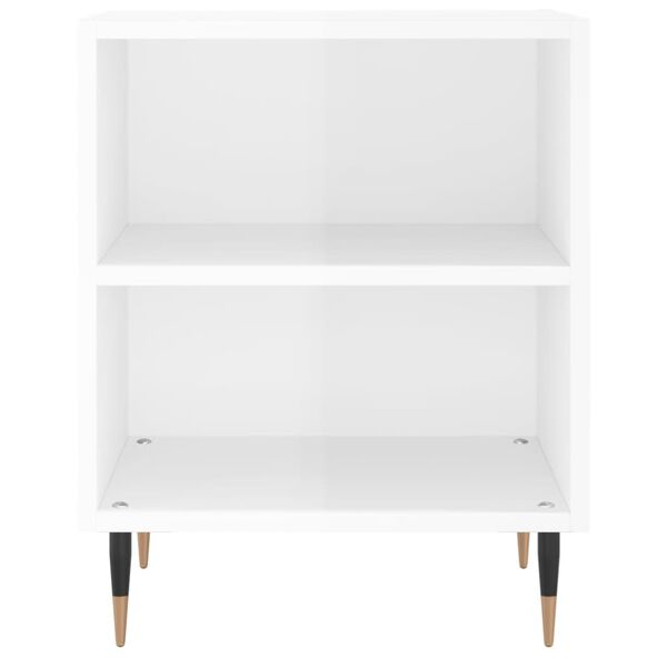 vidaXL Table de chevet blanc brillant 40x30x50 cm bois d&rsquo;ing&eacute;nierie