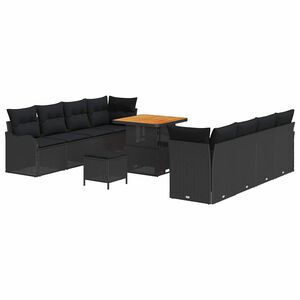 vidaXL Ensemble de canap&eacute; de jardin 11 pc 10-Nombre de places Noir