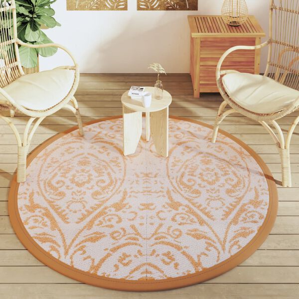 vidaXL Tapis d'ext&eacute;rieur ARAKIL orange et blanc &Oslash;160 cm PP