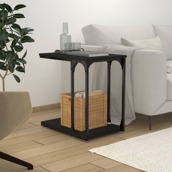 vidaXL Table d'appoint Noir 50x35x52 cm Bois d&rsquo;ing&eacute;nierie