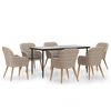 vidaXL Ensemble &agrave; manger de jardin et coussins 7 pcs Marron