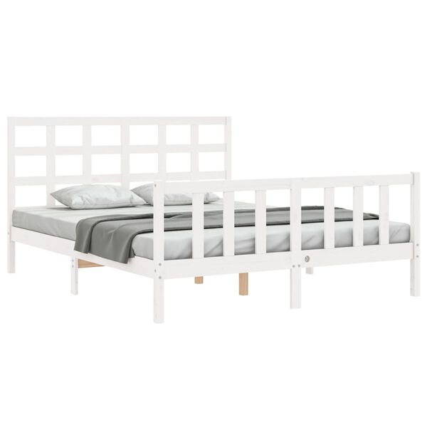 vidaXL Cadre de lit sans matelas blanc 160x200 cm bois de pin massif