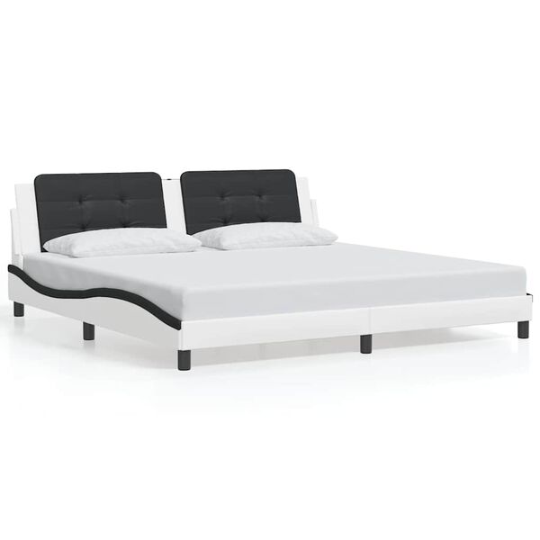 vidaXL Cadre de lit sans matelas Zadar blanc et noir 200x200 cm similicuir