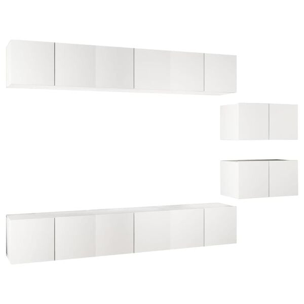 vidaXL Meubles TV 8 pcs Blanc Bois d'ing&eacute;nierie