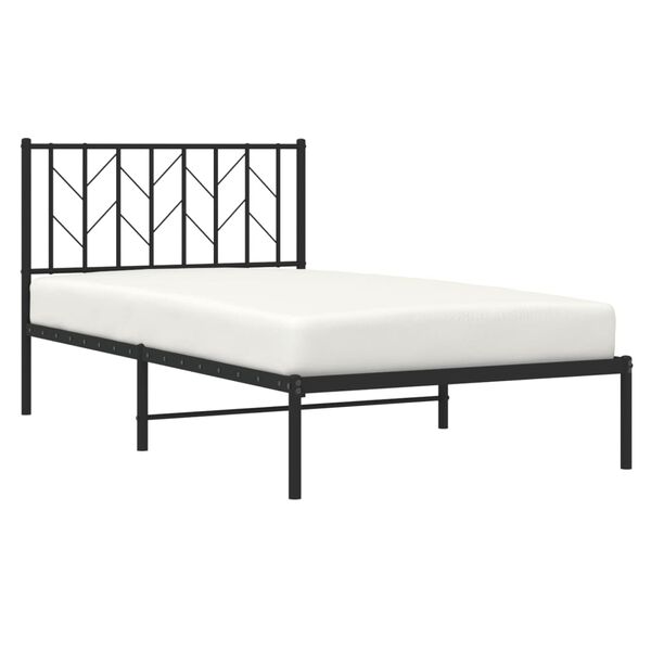 vidaXL Cadre de lit m&eacute;tal sans matelas avec t&ecirc;te de lit noir 100x190cm