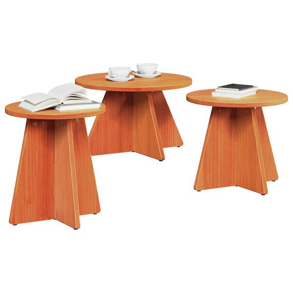 vidaXL Table basse 3 pcs Brun cire