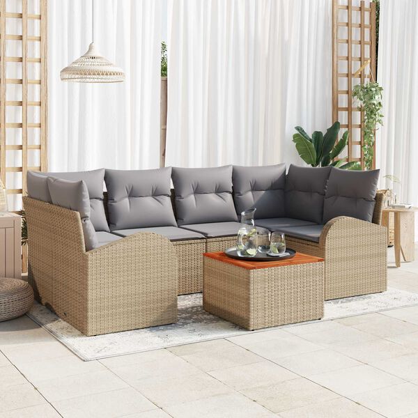 vidaXL Ensemble de canapé de jardin 7 pcs beige et gris clair