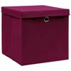 vidaXL Boîtes de rangement avec couvercles 4pcs 28x28x28cm Rouge foncé