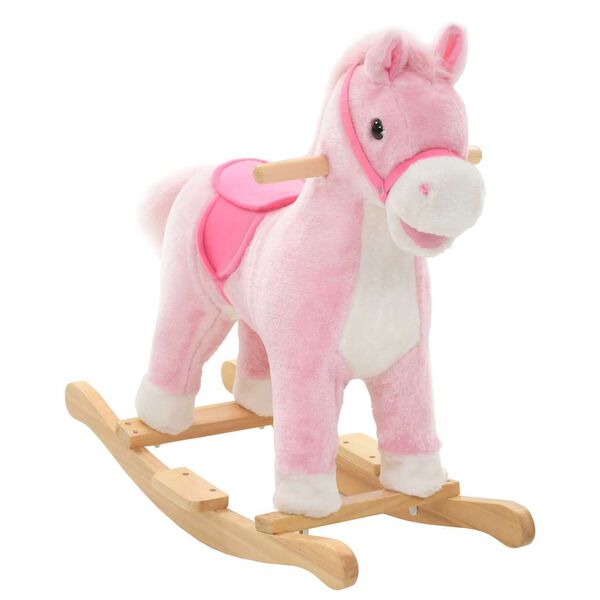 vidaXL Cheval &agrave; bascule Peluche 65x32x58 cm Rose