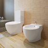 vidaXL Ensemble de toilette et bidet sur pied blanc c&eacute;ramique