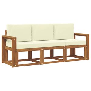 vidaXL Ensemble de canap&eacute;s d'ext&eacute;rieur 3 pc 3 place Naturel et Cr&egrave;me
