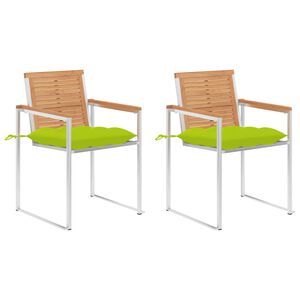 vidaXL Chaises de jardin avec coussins lot de 2 Teck solide et acier