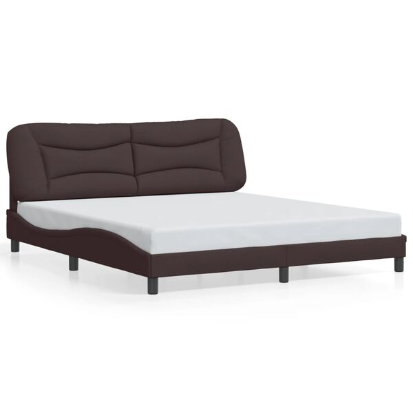 vidaXL Cadre de lit sans matelas Hvar marron foncé 180x200 cm tissu