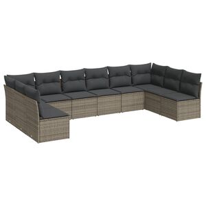 vidaXL Salon de jardin avec coussins 10 pcs gris r&eacute;sine tress&eacute;e
