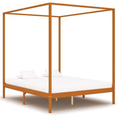 vidaXL Cadre de lit à baldaquin avec 2 tiroirs Bois de pin 160x200 cm