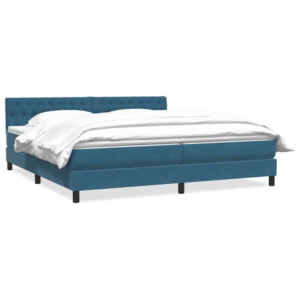vidaXL Sommier &agrave; lattes de lit et matelas bleu fonc&eacute; 180x220cm velours
